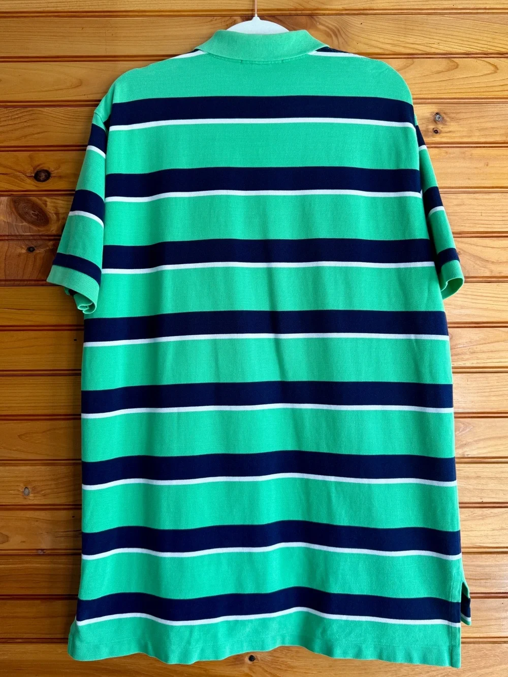 Polo Ralph Lauren XL Green Navy Striped Polo Shirt Cotton Short Sleeve Pony Logo